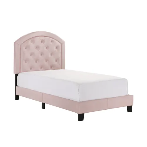 Gaby Twin Platform Bed Adjustable Headboard Pink