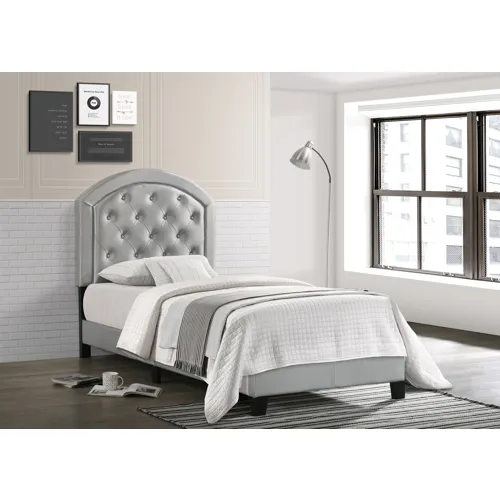 Gaby Twin Platform Bed Adjustable Headboard Silver