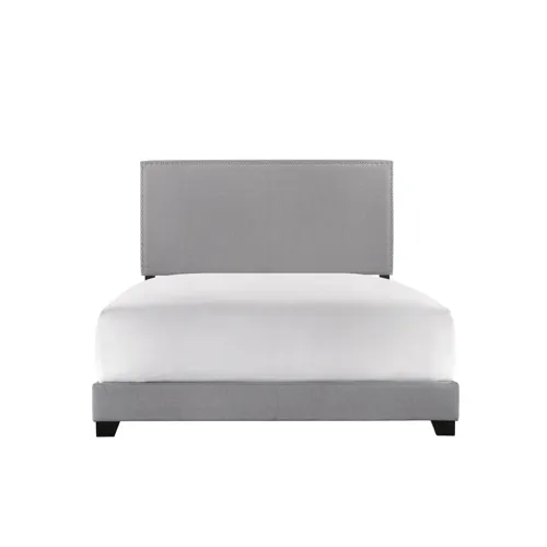 Erin Full Nailhead Headboard Footboard Rail Grey