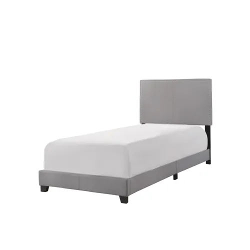 Erin Twin Nailhead Headboard Footboard Rail Grey