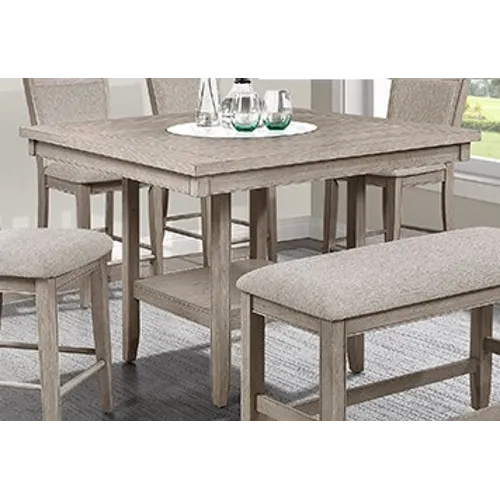 Fulton Counter Table - White Oak W/Marble Lazy Susan