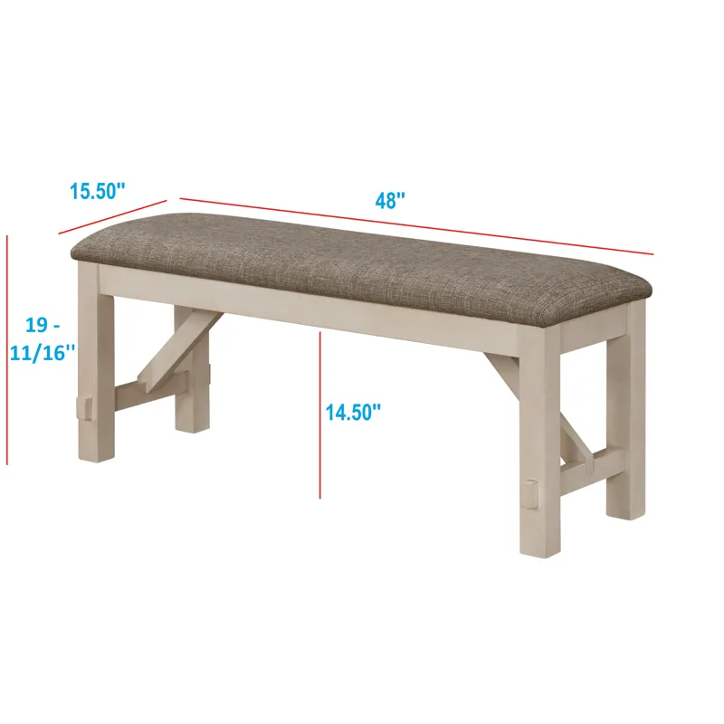 Maribelle Bench Chalk Warm Grey