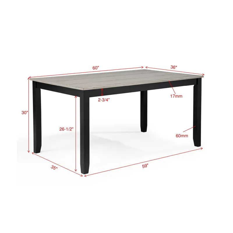 Lester 6-pk Dining W/bench L.grey