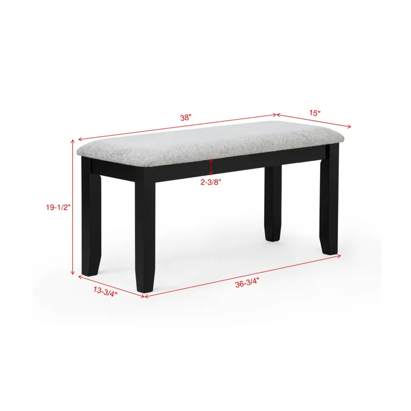 Lester 6-pk Dining W/bench L.grey