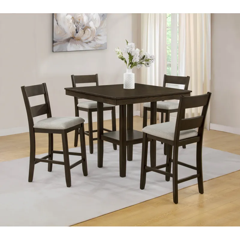 Lester 5-pk Counter Height Table Set Brown