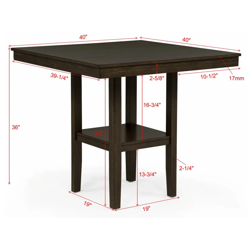 Lester 5-pk Counter Height Table Set Brown