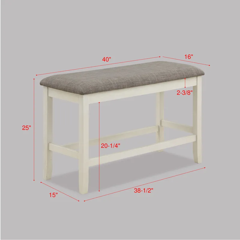 Dakota Counter Height Bench Chalk Grey