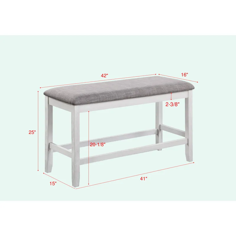 Nina Counter Height Bench Chalk Grey