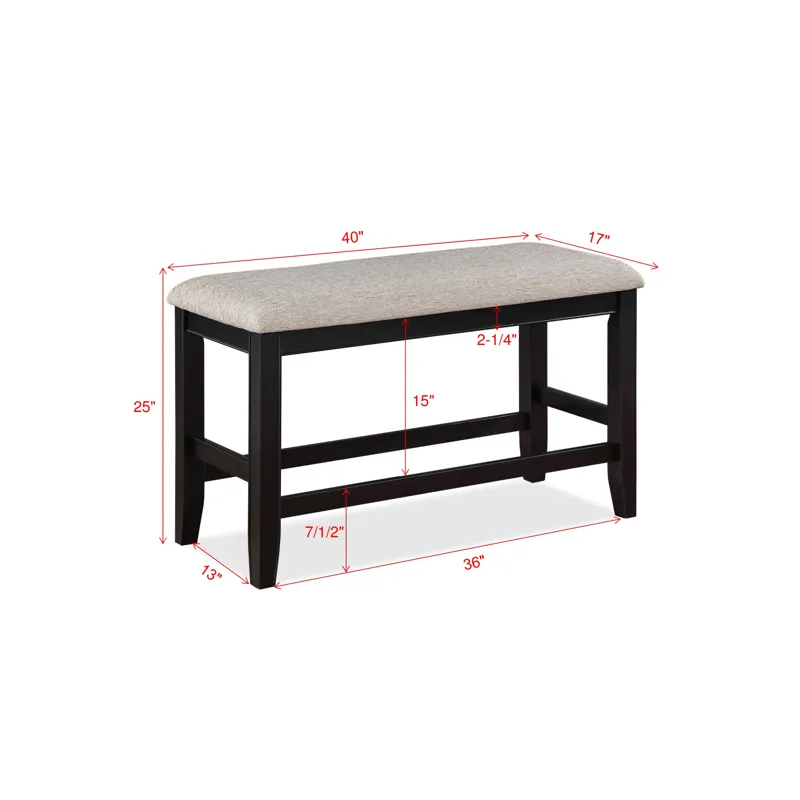 Fulton Counter Height Bench Light Grey