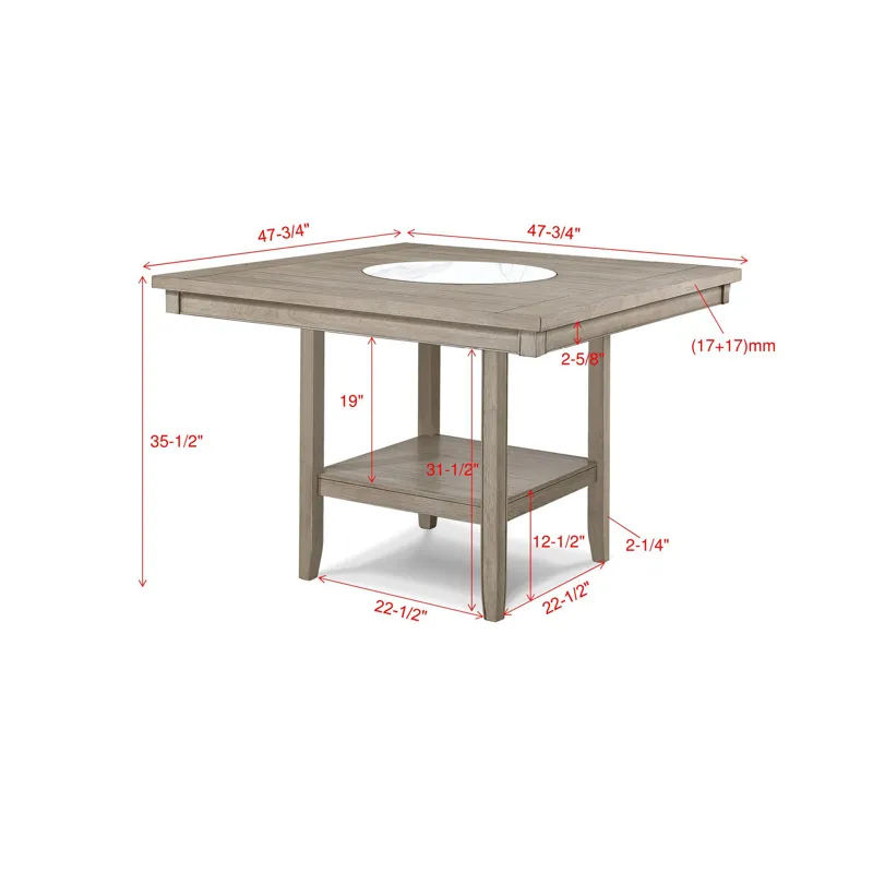Fulton Ct Table Wh Oak W/Marble Lzssn
