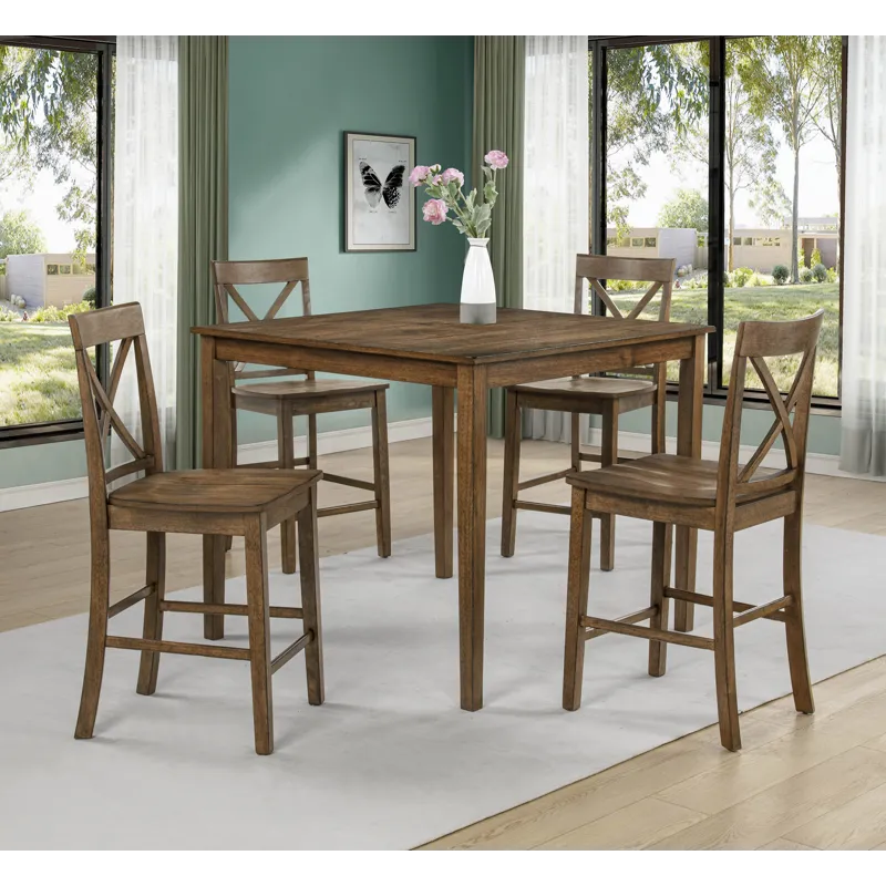 Theodore 5pk Counter Height Table Set Brown