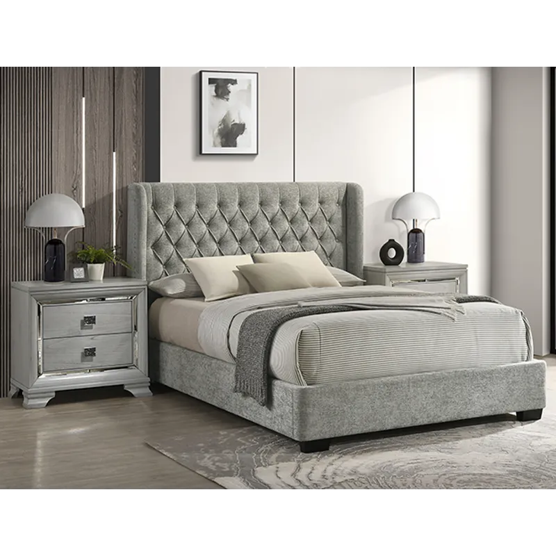 Daphne King Headboard L.grey Tweed