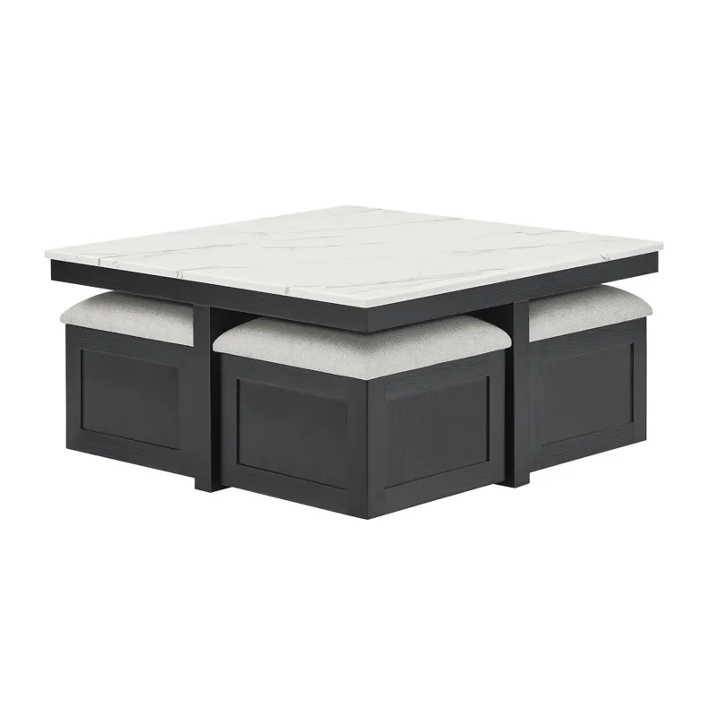 Marta Coffee Table W/4 Storage Ottomans