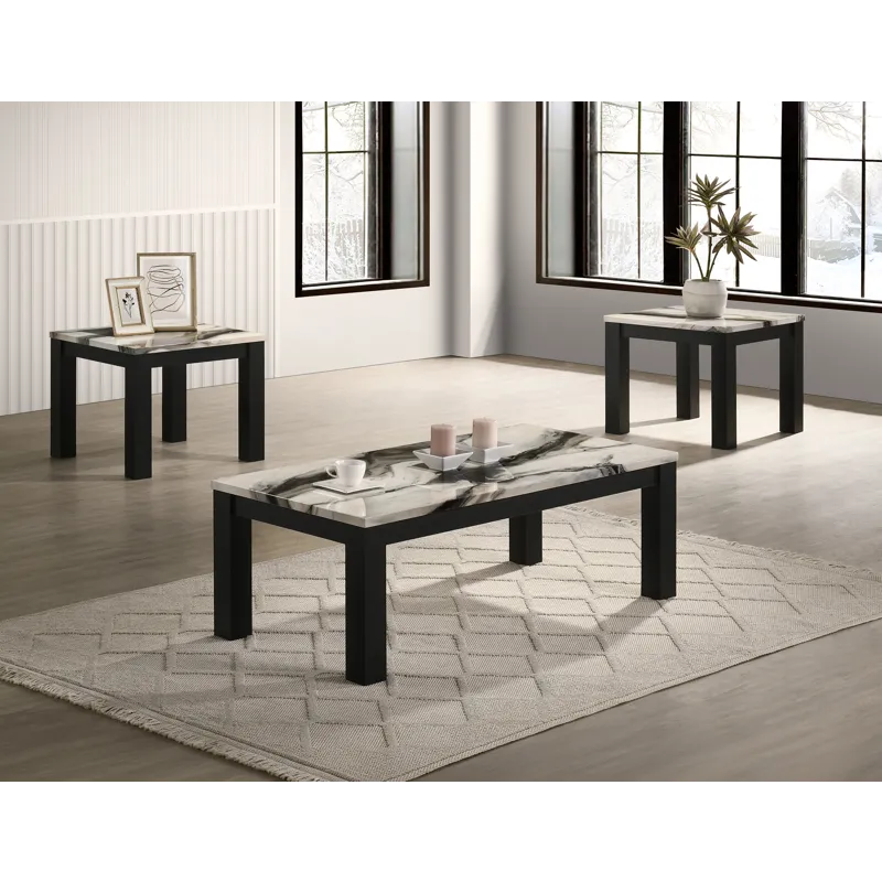 Ivy 3-pk Cocktail Set Faux Marble Brown