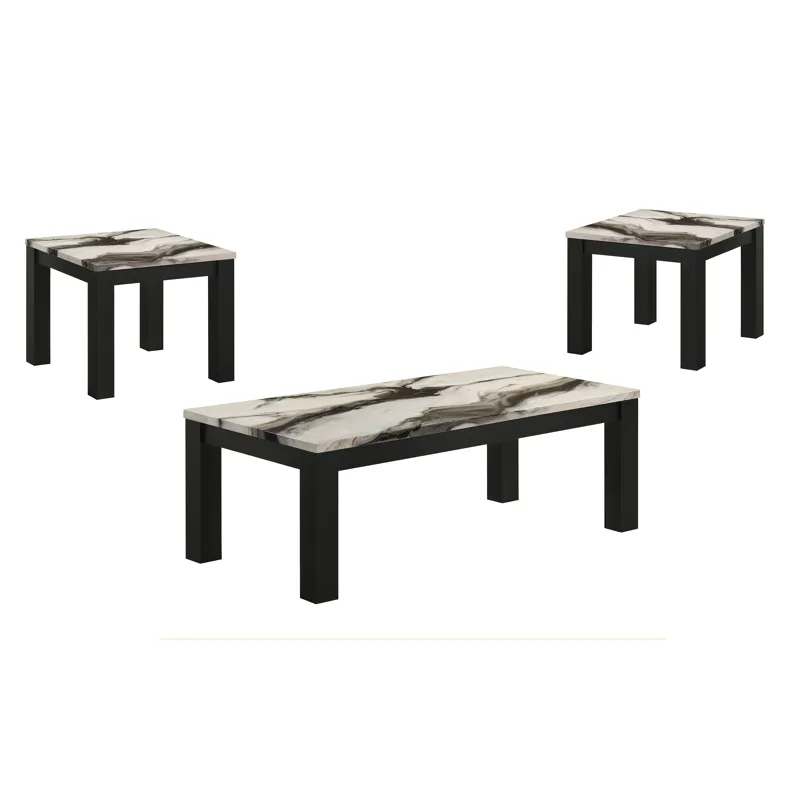 Ivy 3-pk Cocktail Set Faux Marble Brown