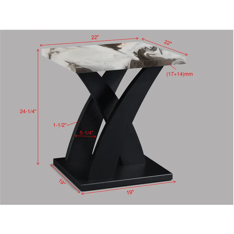 Zion 3pk Faux Marble Cocktail Set Brn