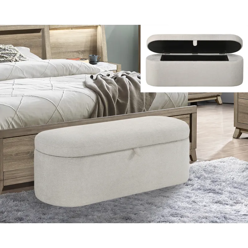 Philipa Storage Bench-oatmeal Tweed