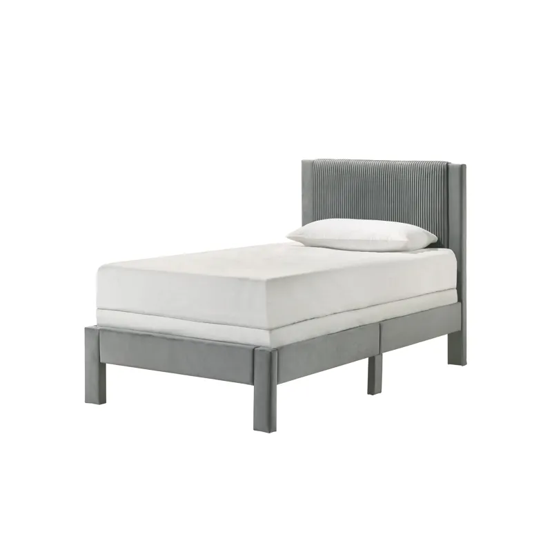 Lucia Twin Platform Bed Light Grey