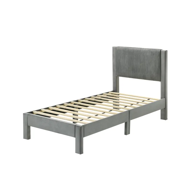 Lucia Twin Platform Bed Light Grey