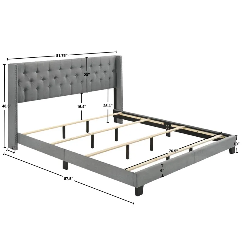 Makayla King Bed Grey
