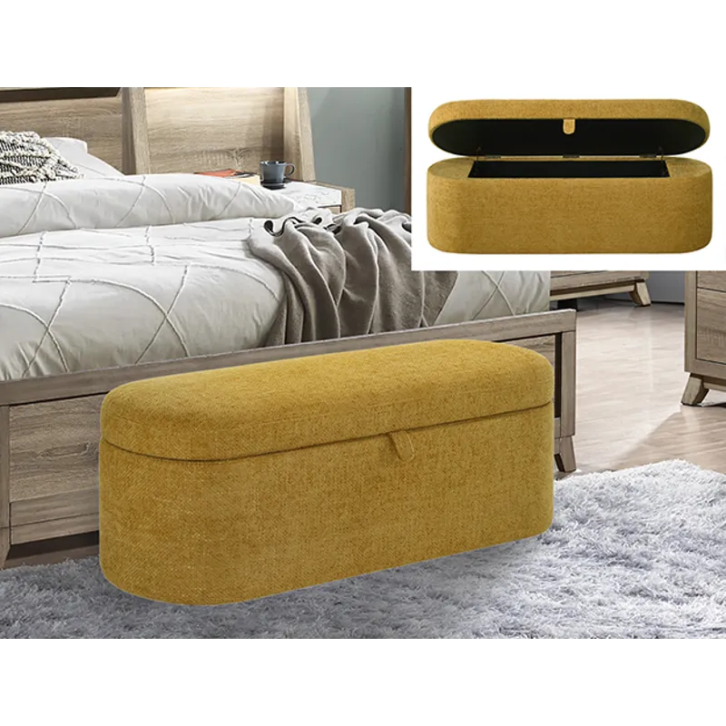 Philipa Storage Bench- Gold Tweed