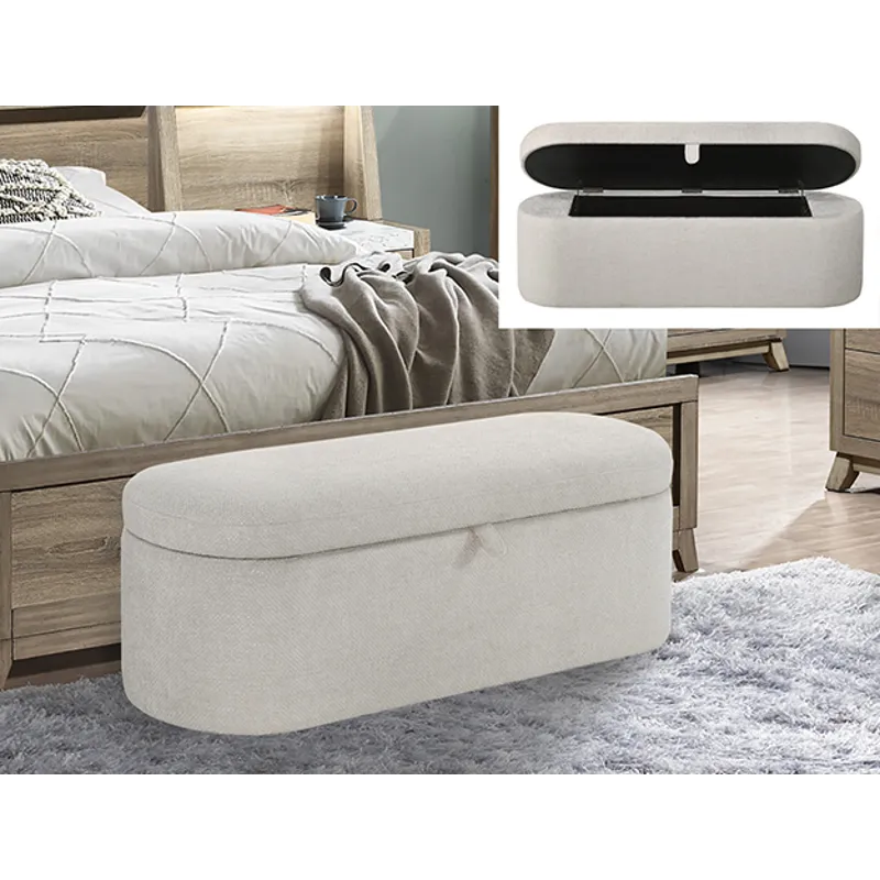 Philipa Storage Bench-oatmeal Tweed
