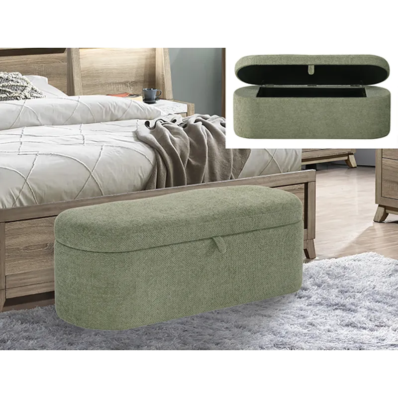 Philipa Storage Bench- Lite Green Tweed