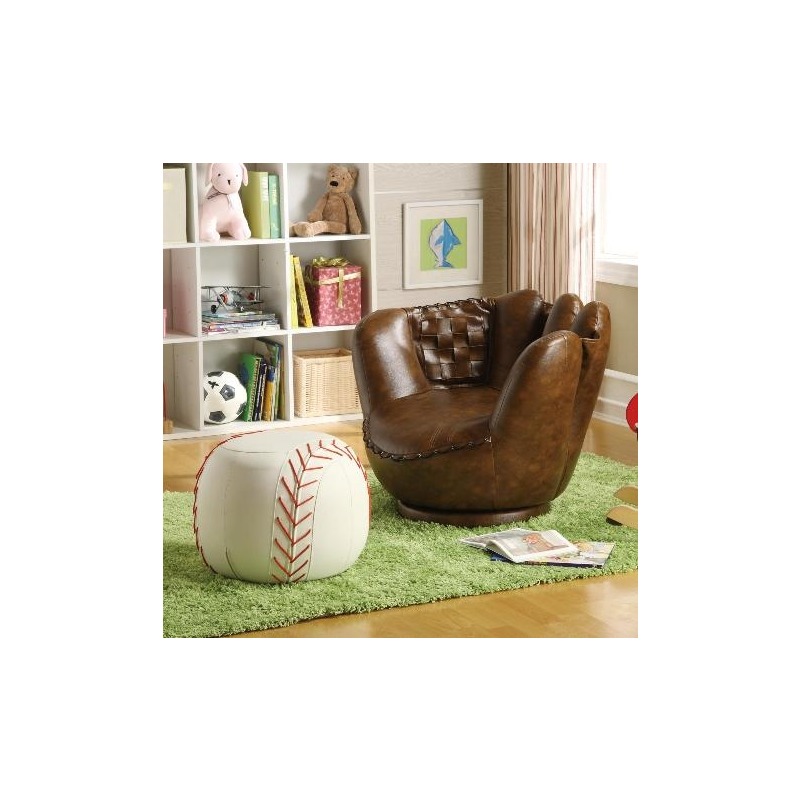 Baseball Glove Chair & Ottoman 7005 by Crown Mark at Old Brick