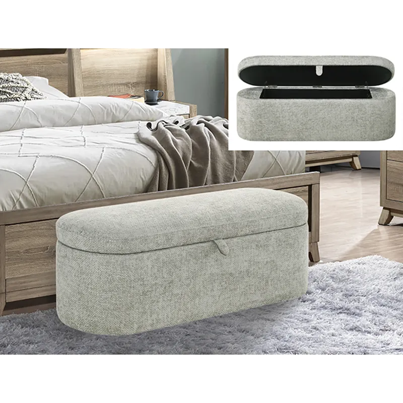 Philipa Storage Bench- Lite Grey Tweed