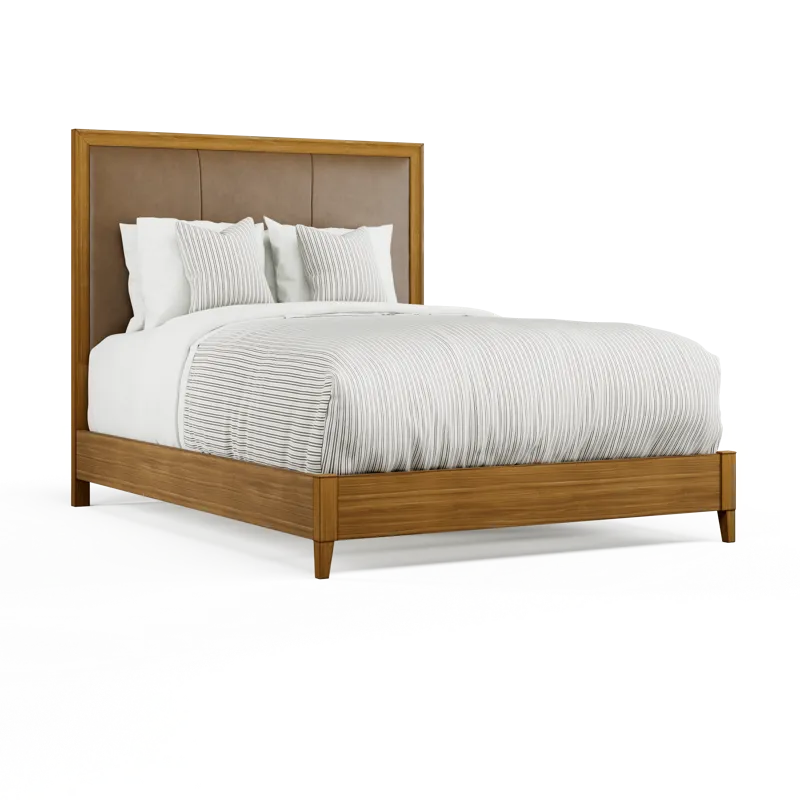 Leather Queen Bed With Low Footboard