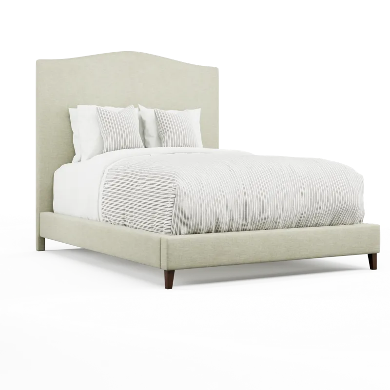 Fabric Queen Bed With Low Footboard