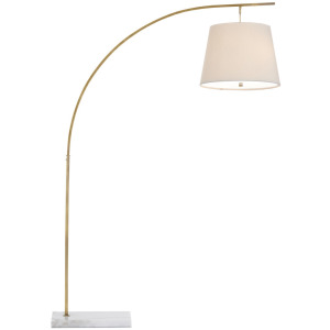 Cloister Medium Brass Floor Lamp - Antique Brass / White