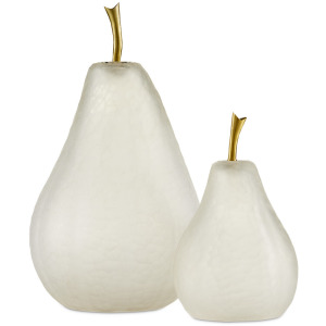Glass White Pear Set of 2