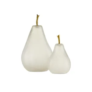 Glass White Pear Set of 2