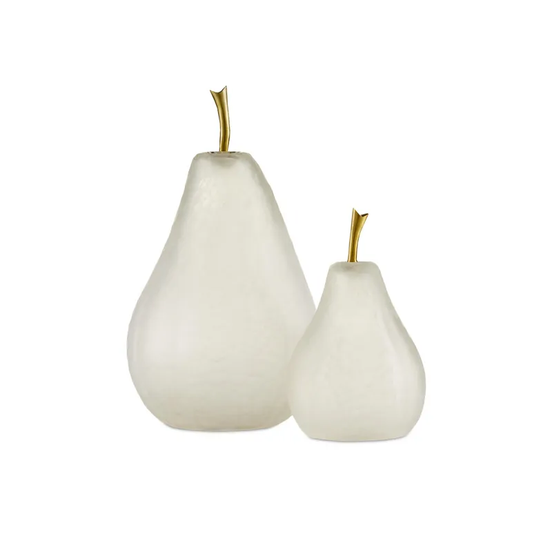 Glass White Pear Set of 2