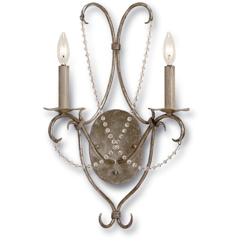 Crystal Lights Wall Sconce, Silver