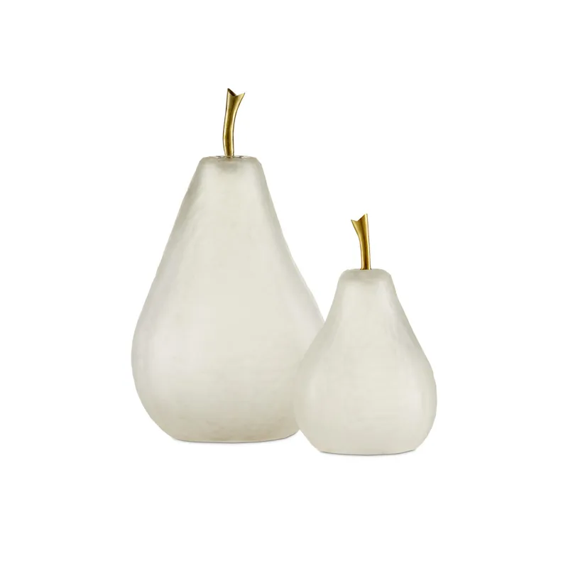Glass White Pear Set of 2