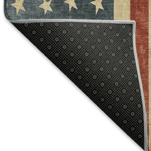 Machine Washable Indoor/Outdoor Americana Red 2\'3\" x 7\'6\" Runner Rug