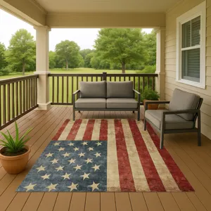 Machine Washable Indoor/Outdoor Americana Red 10\' x 14\' Rug