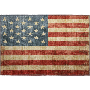 Machine Washable Indoor/Outdoor Americana Red Rug