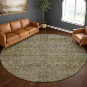 Machine Washable Aristo Aloe 8\' x 8\' Round Rug