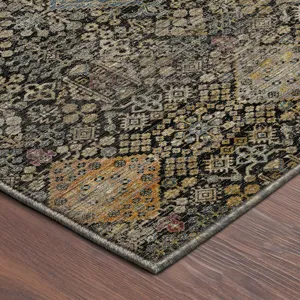 Machine Washable Aristo Black 8\' x 8\' Round Rug