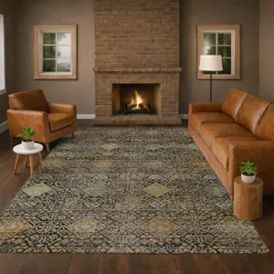 Machine Washable Aristo Black 8\' x 10\' Rug