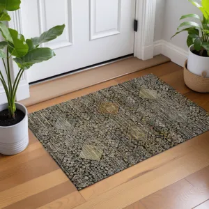 Machine Washable Aristo Black 1\'8\" x 2\'6\" Rug