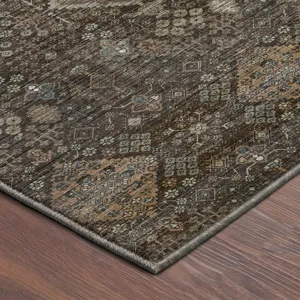 Machine Washable Aristo Chocolate 6\'6\" x 9\'6\" Rug