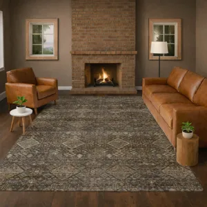 Machine Washable Aristo Chocolate 6\'6\" x 9\'6\" Rug