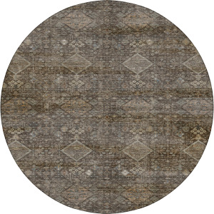Machine Washable Aristo Chocolate 8' x 8' Round Rug