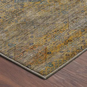 Machine Washable Aristo Gold 3\' x 5\' Rug