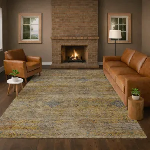 Machine Washable Aristo Gold 3\' x 5\' Rug