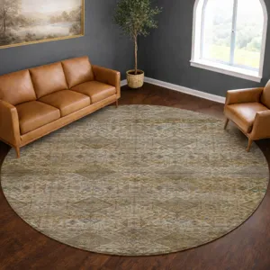 Machine Washable Aristo Ivory 8\' x 8\' Round Rug